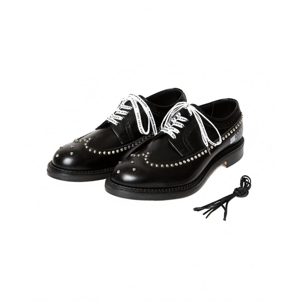 NEW KIDS LOVE GAITE men's studded wingtip lace up shoes in black